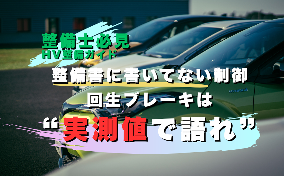 ハイブリッド車を背景にした回生ブレーキ解説ブログのタイトル画像